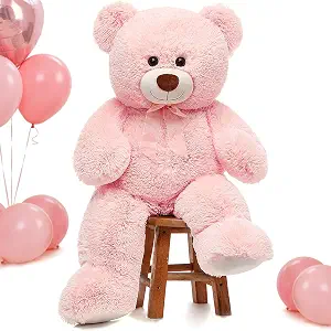 Giant Pink Cuddle Teddy Bear with Ribbon Bow